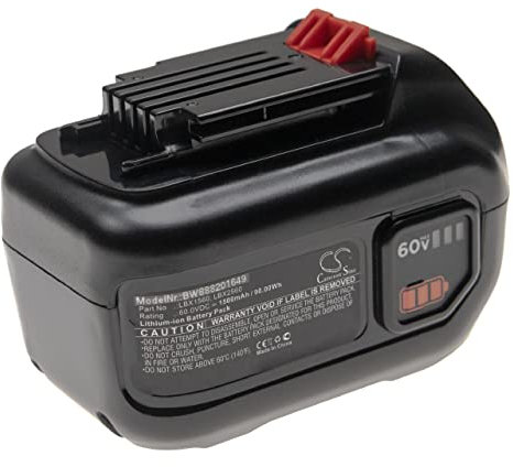 vhbw Battery compatible with Black & Decker LHT360CFF 60V MAX Hedge Trimmer, LST560, LSW60, LSW60C Electric Power Tools (1500mAh Li-Ion 60V)