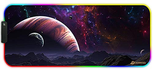 DORRISO RGB Alfombrilla de Ratón Juegos Grande XLL 900 x 400 x 3 mm Gaming Alfombrilla Raton Impermeable con Base de Goma Antideslizante para Gamers Ordenador PC y Laptop Mouse Pad Cielo estrellado