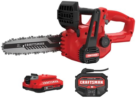 CRAFTSMAN V20 Mini Chainsaw, 10 inch, Battery and Charger Included (CMCCS610D1)