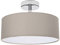 Contemporary Designer Dark Ash Grey Linen Fabric Semi Flush Ceiling Light Fitting with Opal White Diffuser | 2 x 40w SES | Chrome Plated Base and Stem by Happy Homewares