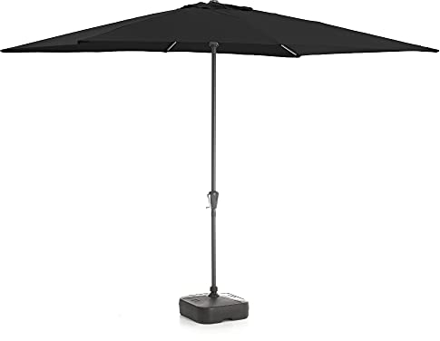 ACAZA Parasol rectangulaire 2 x 3 m, Protection UPF, Ombrelle, Toile solide, pour Terrasse, Jardin, sans Socle, Noir