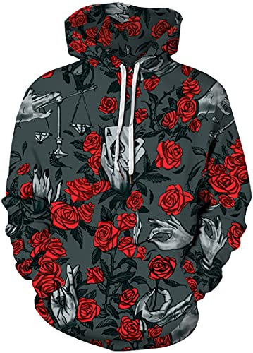 PADOLA Sweat à Capuche Homme Impression en 3D Sweat Halloween Noël Pull Sport Manche Longue Sweat avec Poches Automne Hiver Cadeaux (XL, 3 Rose)