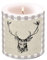 Miss Lovely Rustikale Stumpenkerze Kerze Windlicht mit Hirsch braun beige kariert Weihnachts-Deko Herbst Winter Weihnachten & Advent Gedeckter Tisch Oktoberfest Landhaus-Stil Hütten-Gaudi 1 Stück