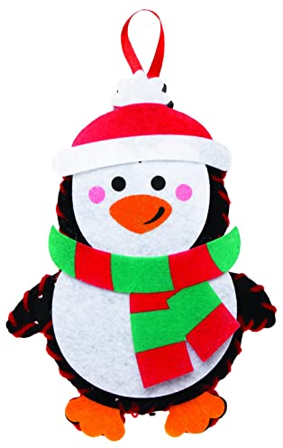 Baker Ross FE833 Pinguin Nähset für Kinder - 3er Pack, Bastelset zum Nähen für Kinder, Weihnachtsbastelsets, Bastelideen für Weihnachten, Weihnachtsgeschenke für Kinder
