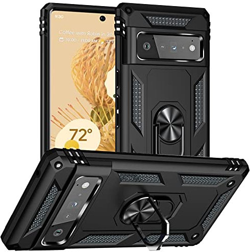 Yiakeng Pixel 6 Pro Case, Google Pixel 6 Pro Case, Silicone Shockproof Defense Bumper Armor Case Cover for Google Pixel 6 Pro (Black)