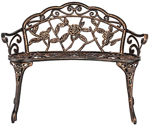 95 cm Eisen-Gartenbank mit gebogenen Armlehnen & Rückenlehne, Retro-Liebeseat-Stühle, ausgehöhlter Freizeitstuhl, Outdoor-Terrassenmöbel für Hof, Garten, Balkon, Veranda, Innenhof, Park-Dekoration