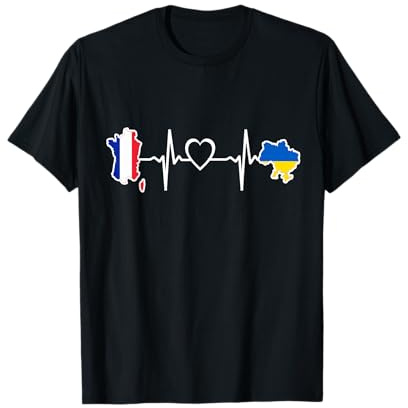 Drapeau ukrainien français - Ukraine France - Battement de coeur T-Shirt