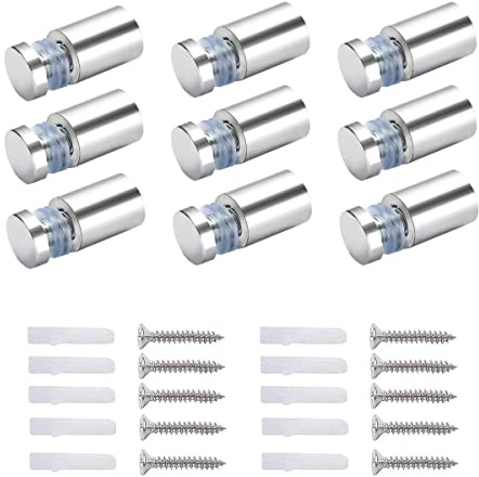 10X Qrity Separador de Fjación de Vidrio, Publicidad de Vidrio Acrílico Standoff, 12X25mm, con Accesorios de Montaje de Tornillo pour Cadre Acrylique