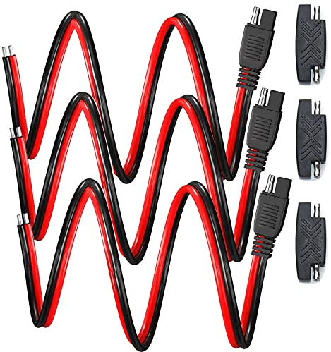 RUNCCI-YUN 3 Stück 12V-24V SAE-Kabel,SAE Verlängerungskabel, SAE Power Automotive Verlängerungskabel,SAE Quick Connect Anschluss Kabel +Solarpanel SAE-Stecker(16AWG)