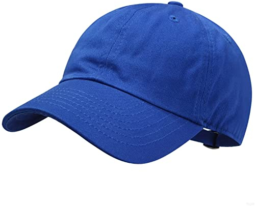 GADIEMKENSD Kids Plain Baseball Cap Unconstructed Fitted Toddler Sun Hat Washed Cotton Kids Baseball Hat Beach Camping Golf Travel for Boys Girls 7-12 Years Blue