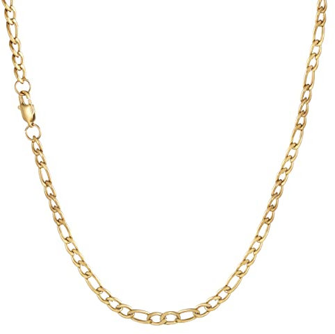 HSWYFCJY Goldene Figaro kette Männer Edelstahl Kette Herren Kette Schmuck Halskette für Männer Geschenk 5mm, 26 Zoll