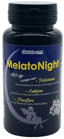 Natural Sprint - Complément alimentaire sommeil – Mélatonine 1,9 mg + passiflore + aubépine – Formule 100% naturelle – 180 nuits de sommeil réparateur – fabriqué en Italie