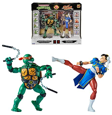 Bandai - 15 cm große offizielle Figuren Teenage Mutant Ninja Turtles x Street Fighter - Mike VS Chun Li - P81252