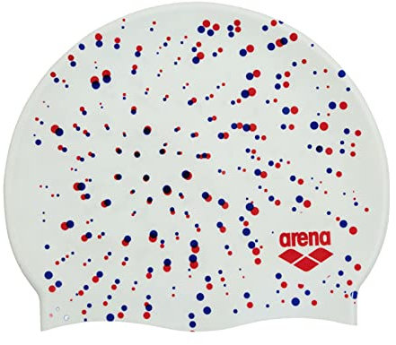Arena Print 2 - Bonnet de Bain imprimé Unisexe en Silicone pour Femmes et Hommes - Bonnet de Bain d’entraînement intensif Confortable et antidérapant pour Cheveux Longs (Pois)