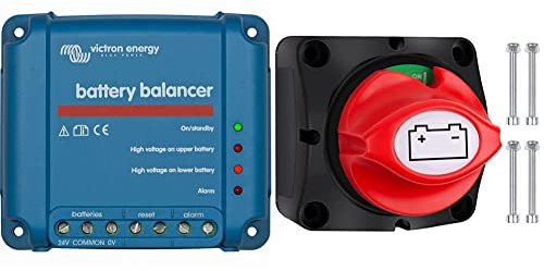 Victron Energy Battery Balancer, Batterie Ausgleichslader & Bolatus Batterie Trennschalter 12V 24V 48V Batterieschalter 1-2-Both-OFF, 275A Hauptschalter Stromschalter Akku Trennen Master