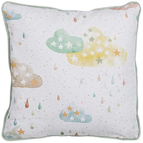 LOLAhome Kissen für Kinder, Sterne, grau, aus natürlicher Baumwolle, 45 x 45 cm, mit Füllung, weiß, 45 x 45 cm