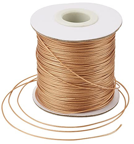 Bestewelry Corda in poliestere cerato 0,5 mm per realizzare gioielli, bracciali, macramè, cucito, colore: oro
