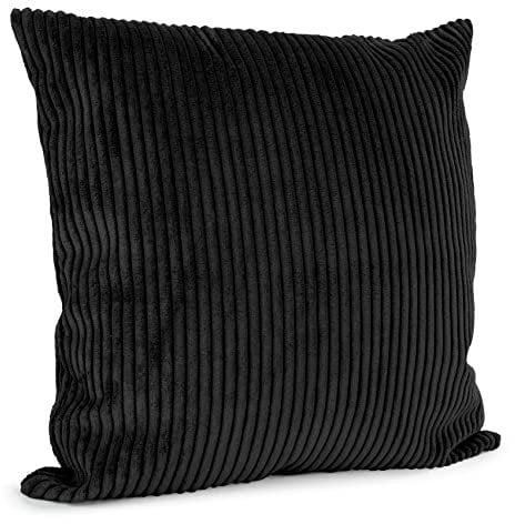 ANRO Kissenbezug Kissenhüllen Kissen Deko-Kissen Zierkissen Zierkissenbezug Kordsamt Schwarz 50x50cm ohne Füllung