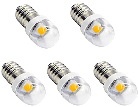 ShuoHui 5 Stück E10 Sockel LED Lampe 1W 3V 6V 12V Warmweiß Taschenlampe Scheinwerfer Scheinwerfer Mini Scheinwerfer Taschenlampe Lampen ersetzen (6 Volt)