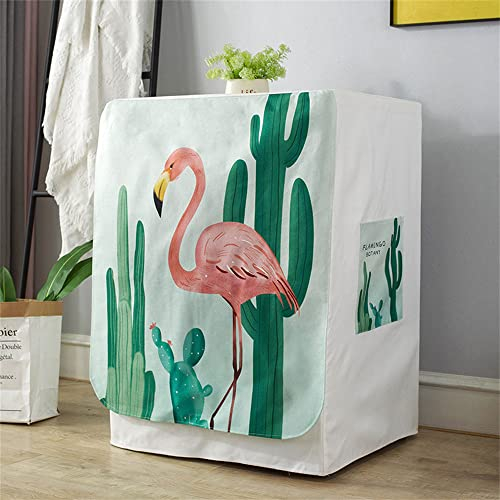 Highdi Housse de Protection pour Machine à Laver, Chargement Frontal Housse Étanche à l'eau et à La Poussière avec Ouverture Frontale (Capacité 5-7kg,Flamant)