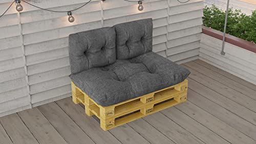 King Matratzen Palettenkissen Set für Europaletten wasserdicht sitzkissen rückenkissen Indoor und Outdoor 120x80 60x40 3 Farben (3ER Set GRAU (10))