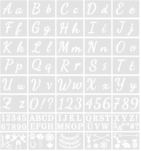 Buchstaben Schablone, 40 Stück Schablone Zahlen Buchstaben, 128 Designs Malschablonen, Alphabet Zeichnen Stencil, Letter Templates für Kinder DIY Malerei Bastelzubehör