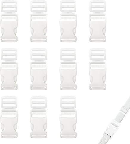 YunBey 12 Stück Klickverschluss mit 12 Stück Leiterschnalle 25mm Schnallen und Verschlüsse Steckverschluss für Rucksackreparatur Gurtband Paracord