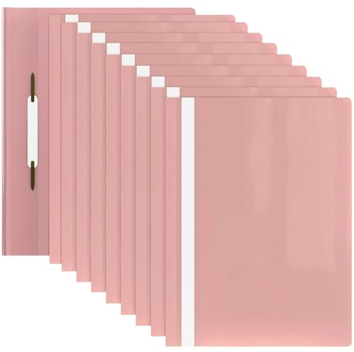 ACROPAQ - 10 x Chemise plastique A4 - Pochette frontale transparente, Chemises de présentation A4 jusqu'à 70 pages, Rose pastel - Classeur A4, Porte documents A4