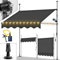 tillvex Tenda da Sole a Bracci con Manovella | Protezione Balcone, Regolabile, Senza Forare, a Manovella | Tenda resistente per Esterno ai raggi UV e regolabile in Altezza (250cm, Antracite con LED)