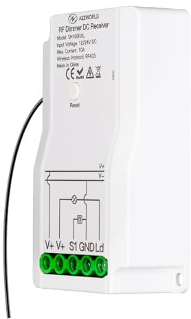 Led Dimmer Voltaggio Costante 12V 24V, Comandi Pulsante Push e Radio RF, PWM Dimming, Per Striscia Led 12V e 24V, Massimo 10A