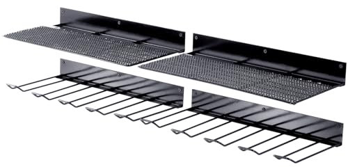 VEVOR Portautensili per Montaggio a Parete 4 Slot, Organizer per Garage Deposito Attrezzi da Officina 2 Strati Multifunzione in Metallo per Trapano a Batteria, Staffa Porta Attrezzi, Cacciavite, Pinze