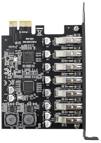 Hsthe Sea PCI-E to USB 3.0 7-Port Expansion Card, PCI Express USB 3.0 Add In Card, Internal USB3 Hub Converter for Desktop PC, Supports Windows 11/10/8/7/XP, Linux