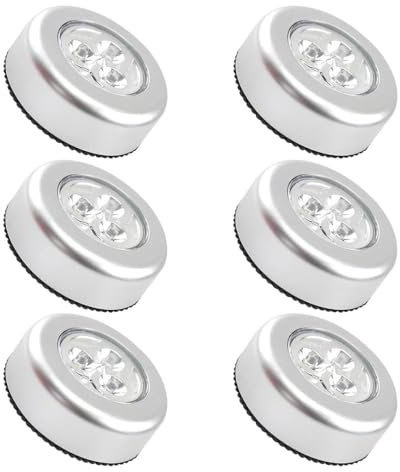 LNJBABAO 6 Pieces Touch Light LED Battery Operated Push Lights for Closets, Cabinets, Counters, Utility Rooms, Indoor, Cordless, BF-0615