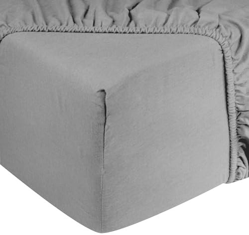 DoubleDry Flanell Spannbettlaken 180x200 cm – Spannbettlaken aus 100% Baumwolle – Öko-TEX-Zertifiziert – Weiches und atmungsaktives Bettlaken – Passend für Matratzen bis zu 28 cm (Grau)