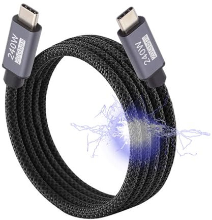 NFHK Câble magnétique USB 3.2 USB-C 20 Gbit/s 240 W 8K 5K 4K USB 4.0 Hyper Super spiralé Type-C Cordon de charge rapide 100 cm