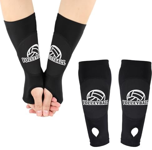 XIHIRCD Manchons Bras Volley-Ball, Coussinets D'avant-Bras Volley-Ball Noirs Gants Protection Nylon avec Trous pour les Pouces Protège-Bras de Volley-Ball pour Femmes, Adolescents et Jeunes