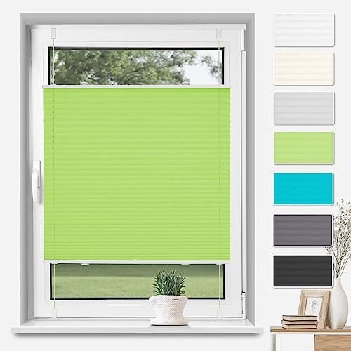 Plissee Klemmfix ohne Bohren Grün B75 x H120 cm Plissees Lichtdurchlässig Faltrollo Jalousie Plisseerollo Fertigplissee Sichtschutz & Sonnenschutz für Fenster & Tür