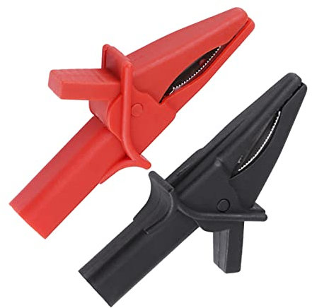 Haosie 2pcs Insulated Crocodile Clips, Crocodile Clip for 4 MM Socket Oscilloscope Test Leads, Red and Black Crocodile Clips Electrical Measuring Accessories