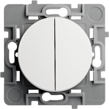 DEBFLEX - Casual Evo - Interruptor Conmutador Doble - Interruptor de Pared con Dos Botones - Instalación Rápida - ABS - Instalación Empotrada - Blanco -76 x 76 x 34 mm