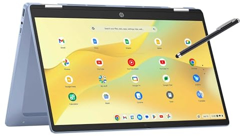 HP Convertible 2-in-1 Chromebook in Blue 14 Touch FHD Intel 4-Core up to 3.40GHz 4GB Ram 64GB Storage 4K Graphics Super-Fast WiFi Chrome OS (14b - Renewed)