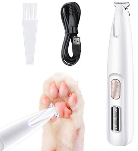 Dhqkqg Tondeuse pour Chien, Tondeuse à Pattes Rechargeable pour Animaux de Compagnie avec Lumière LED, Etanche et Sans Fil, Tondeuse pour Chien Professionnelle pour Chiens, Chats, Pattes, Yeux, Visage