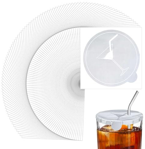 Modixun Getränkeabdeckungen für Alkoholschutz, 10 cm Becherabdeckungen für Frauen, Trinksicherheit, Klebefolie, Weinglasabdeckung, Aufkleber, Getränkeschutz für Bar, Party, Picknick (50 Pieces)