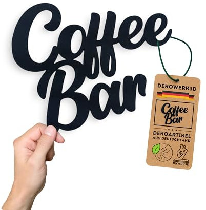 Coffee Bar Schild - Kaffeeecke Küche Dekoration Türschild & Wanddekoration - Kaffeebar Wanddeko Küche Deko - Kaffee Schild Coffee - Wandschild - Restaurant - Hotel - Schriftzug aus Kunststoff (M)