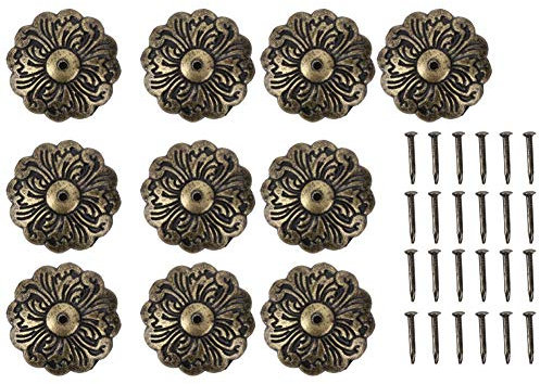 Respicefinem clou en alliage de Zinc 9. 0×7. 0×3. 0 30 pièces clou rétro forme de fleur Cyan Bronze en alliage de Zinc accessoires de quincaillerie de meubles rétro durée de vie