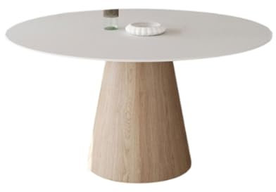 LAPADULA Mesas de Cocina Mesa De Comedor Redonda De Pizarra De Madera Maciza, Sencilla Y Moderna, Estilo Crema For El Hogar, Mesa De Negociación De Troncos Mesa de Comedor