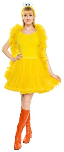 Maskworld Die Sesamstraße – Bibo Tutu Kostüm Set - gelb - Petticoat, Stola & Haarreif - Verkleidung Karneval, Halloween, Motto-Party