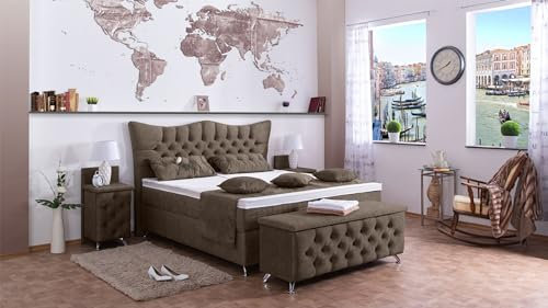 Boxspringbett Rixi 240x220, DS-Sand, 7-Zohnen Taschenfederkernmatratze, Ergoflex - Inklusive Aufbau - Deutscher Hersteller