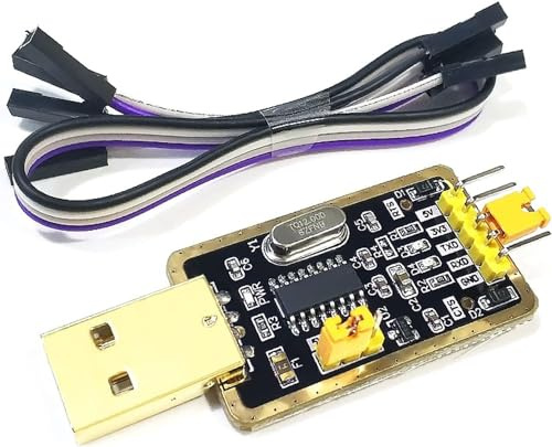 AYMBH UART-TTL USB Adapter with CH340G Converter for 3.3V/5V Logic, Jumper Cable, Overvoltage Protection, Plug-and-Play, Arduino-Compatible USB to RS232 TTL Serial Module