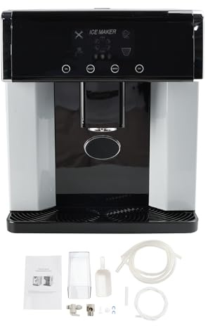 Areyourshop LCD Ice Cube Maker Machine, Stainless Steel 3 Ice Sizes, 2-in-1 Ice and Water Dispenser, High-Density Foam Insulation, 1.8L Tank, Automatic Ice Production, Fast 6-8 Minute Ice Making