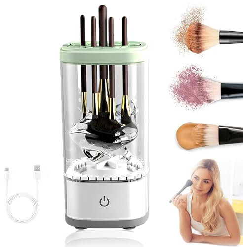 Cosmetic Brush Cleaner, Upgrade Electric Make Up Brush Cleaner, Quick & Efficient Cleaning for Makeup Brushes, Makeup Brush Cleaner Machine, Gifts for Women (Transparent Set)